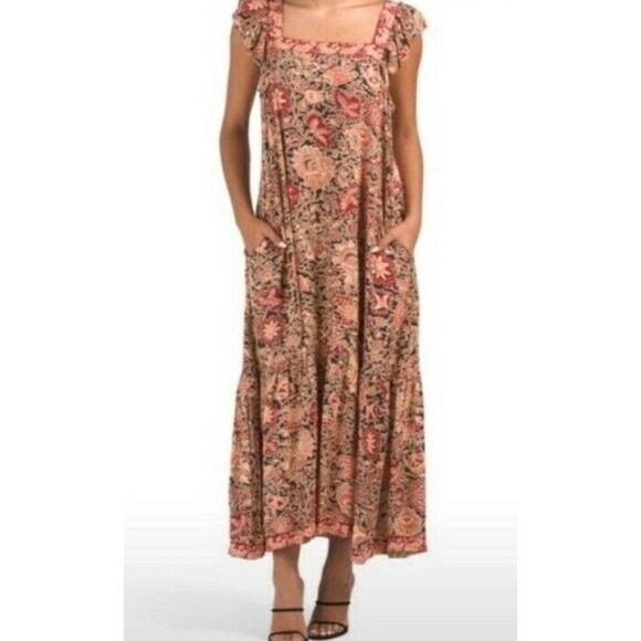 Anthropologie Love the Label Maxi Dress Size Small Love Sam Jaipur floral boho - Picture 3 of 11